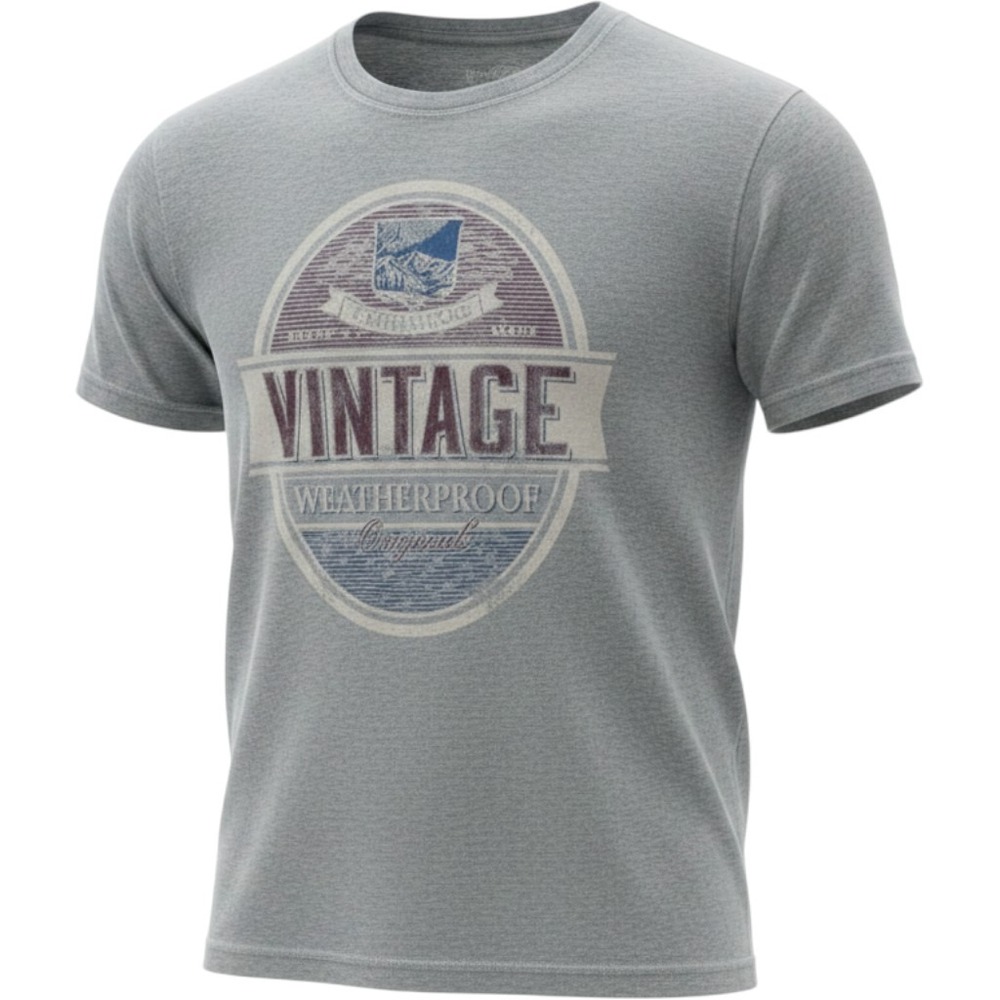 Weatherproof Vintage Mens Large Gray Short Sleeve Graphic T-Shirt Heathered